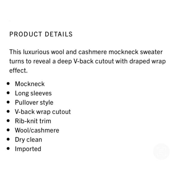 NEW A.L.C. Chiara Apricot Wool & Cashmere Mockneck Deep V Back Sweater US XS🎁 - Picture 7 of 11